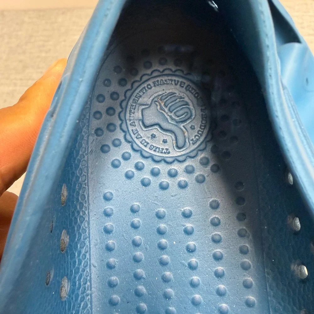 Native Shoes Howard Men 9 Blue EVA Perforated Slip On Water Boat Shoes Gum Sole